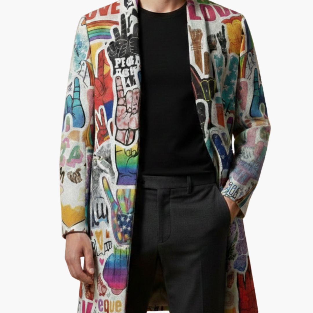Men's Oversized Graphic Zip Coat
