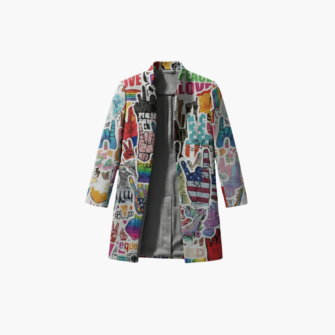 Men's Oversized Graphic Zip Coat - Vossary