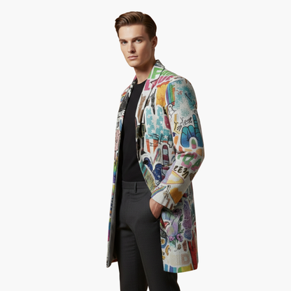 Men's Oversized Graphic Zip Coat