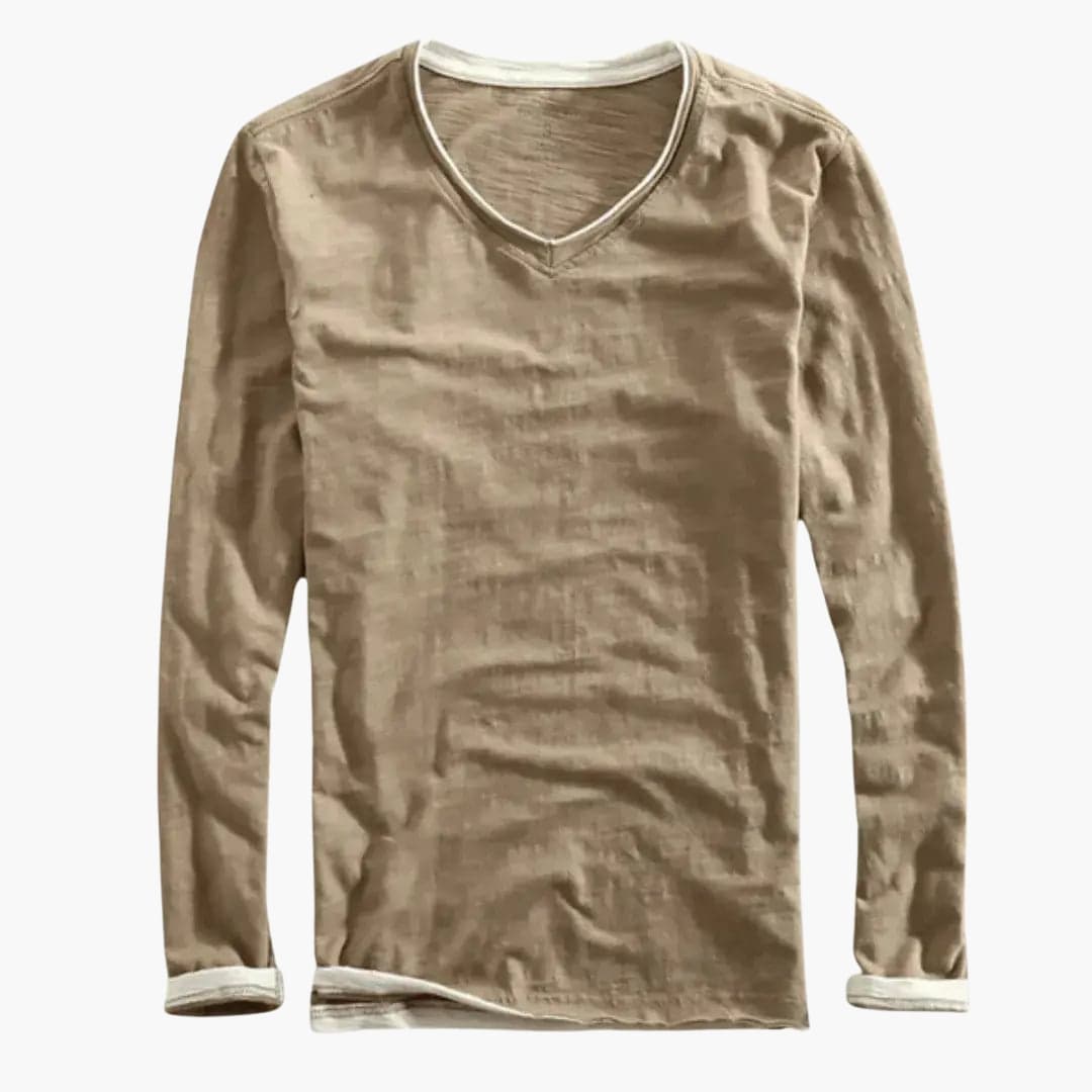Men's Casual V Neck Button Down Shirt
