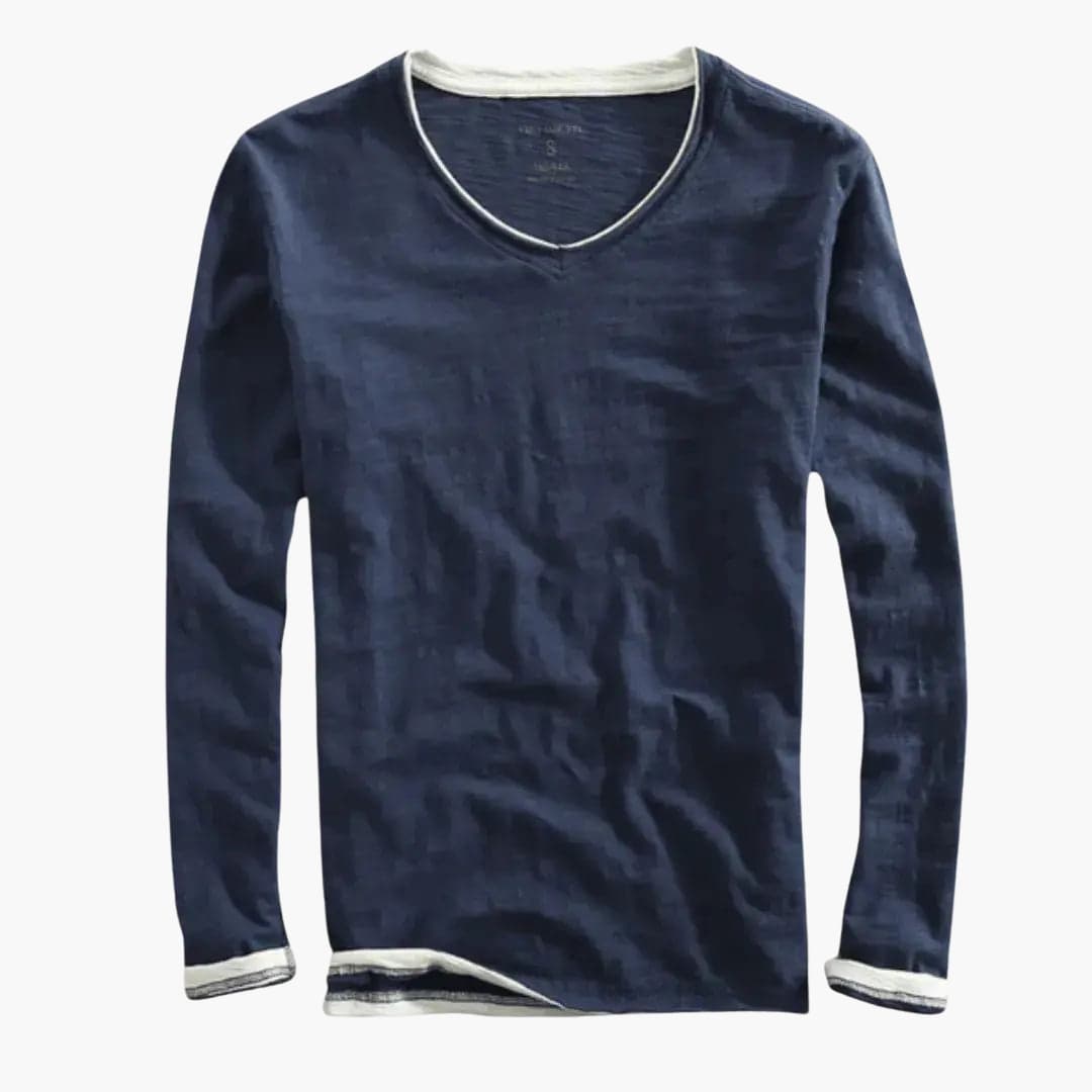 Men's Casual V Neck Button Down Shirt