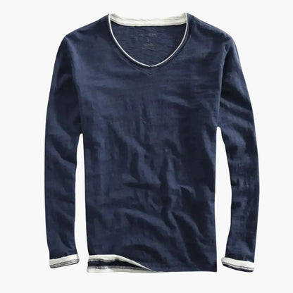 Men's Casual V Neck Button Down Shirt