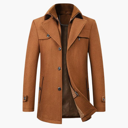 Men's Classic Knee Length Overcoat with Button Front