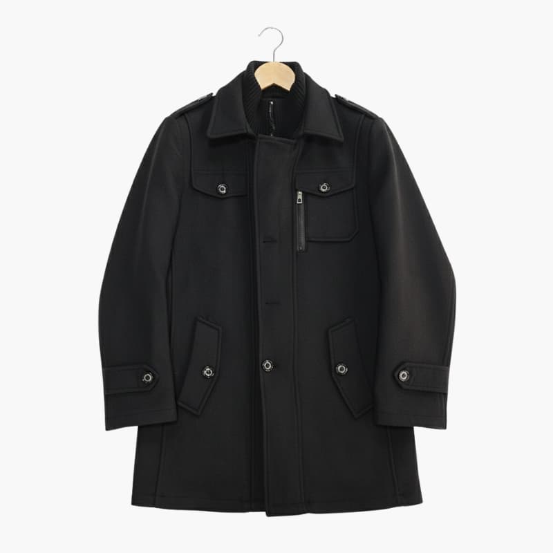 Men's Classic Knee Length Overcoat with Button Front