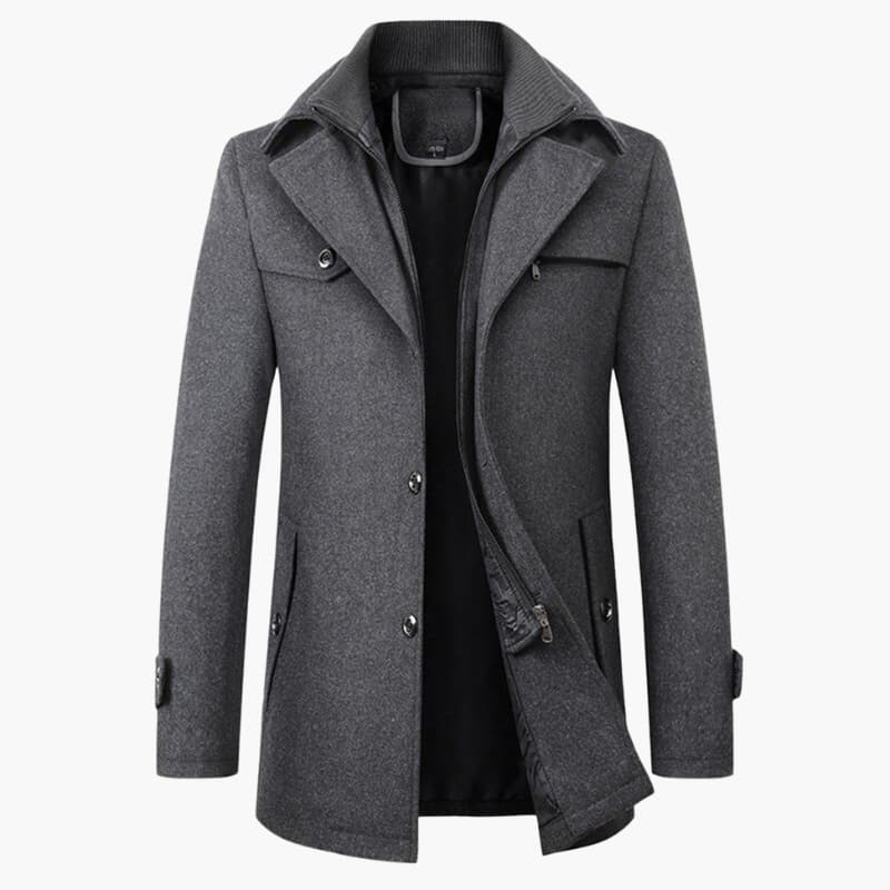 Men's Classic Knee Length Overcoat with Button Front