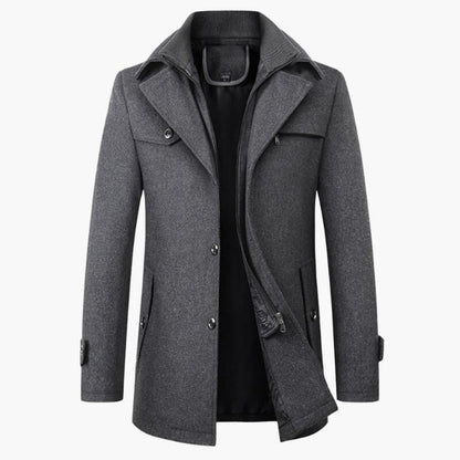 Men's Classic Knee Length Overcoat with Button Front