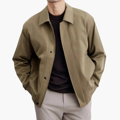 Men’s Overcoat with Pointed Collar and Button Closure