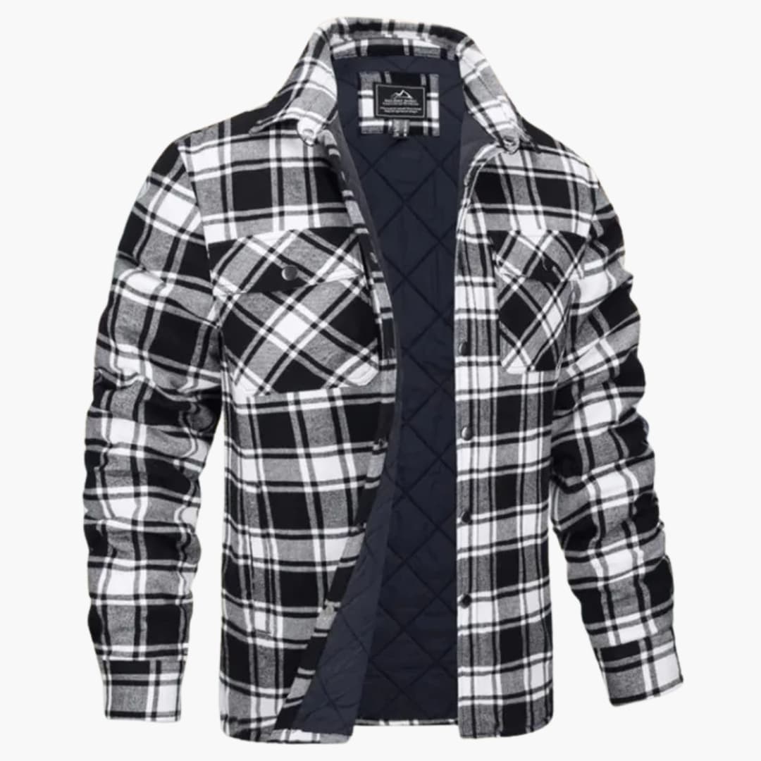 Rugged Plaid Quilted Flannel Jacket for Men