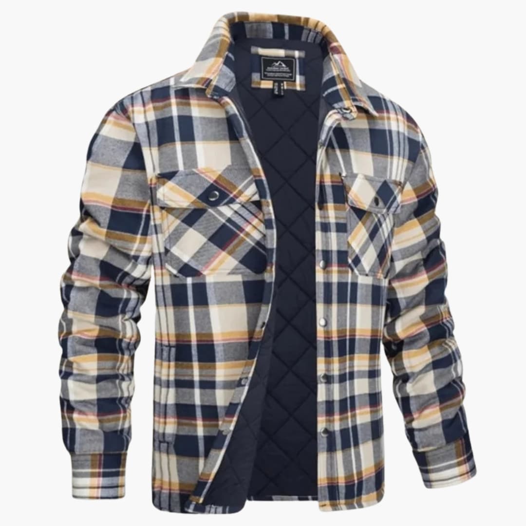 Rugged Plaid Quilted Flannel Jacket for Men