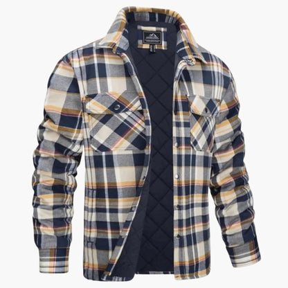 Rugged Plaid Quilted Flannel Jacket for Men