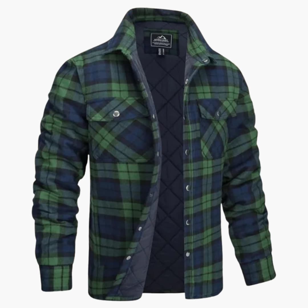 Rugged Plaid Quilted Flannel Jacket for Men