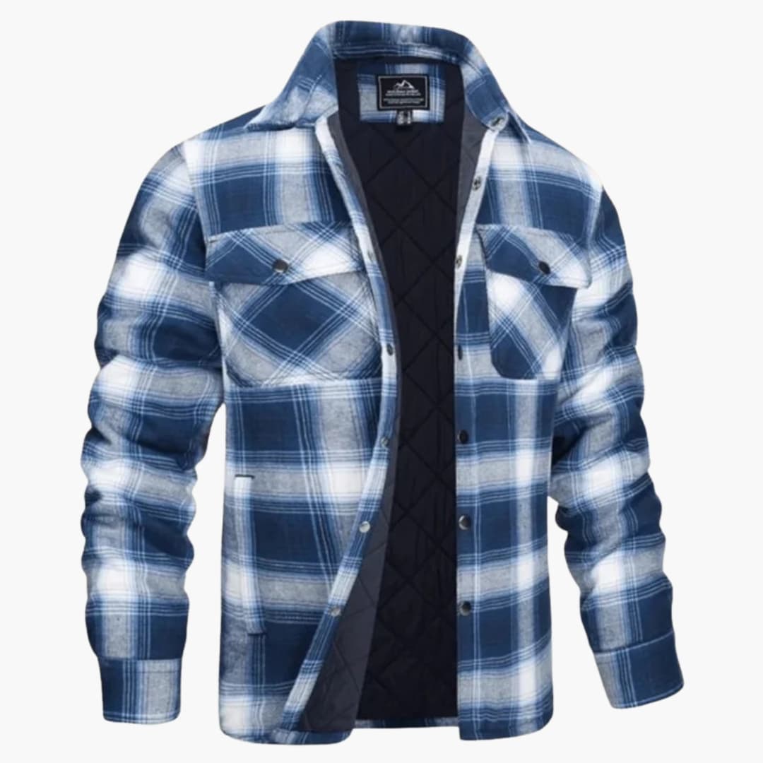 Rugged Plaid Quilted Flannel Jacket for Men