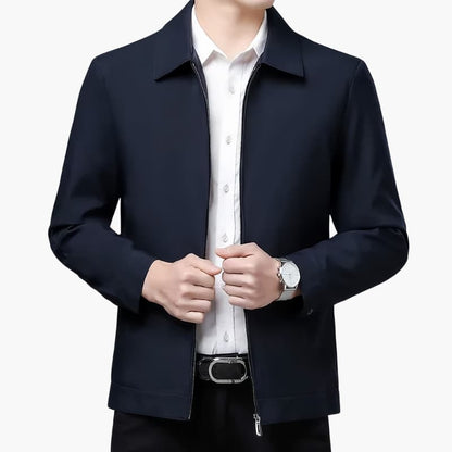 Men's Tailored Fit Zip Up Jacket with High Collar