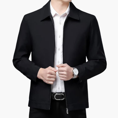 Men's Tailored Fit Zip Up Jacket with High Collar