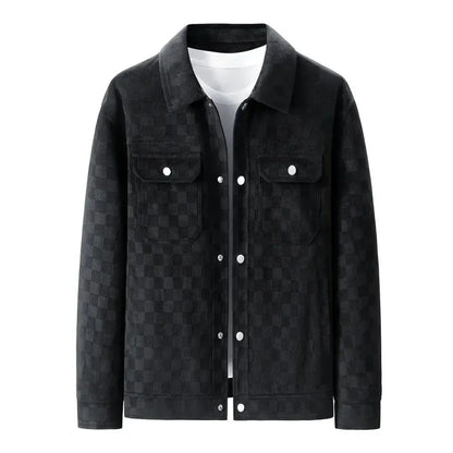 Classic Plaid Leather Mens Jacket - EasyApparels