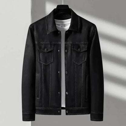 Men's Vintage Leather Button Coat - EasyApparels