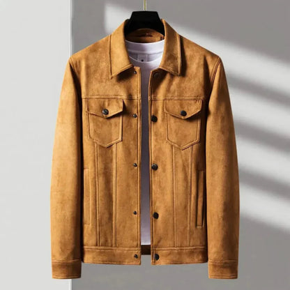Men's Vintage Leather Button Coat