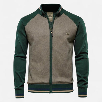 Men's Contrast Crew Neck Zipper Jacket