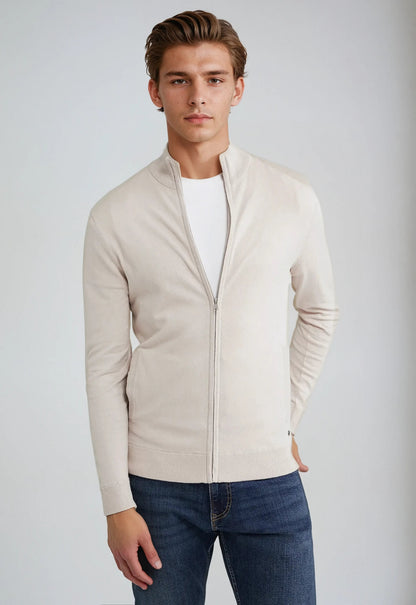 Men's Warm Crew Neck Zip Sweater