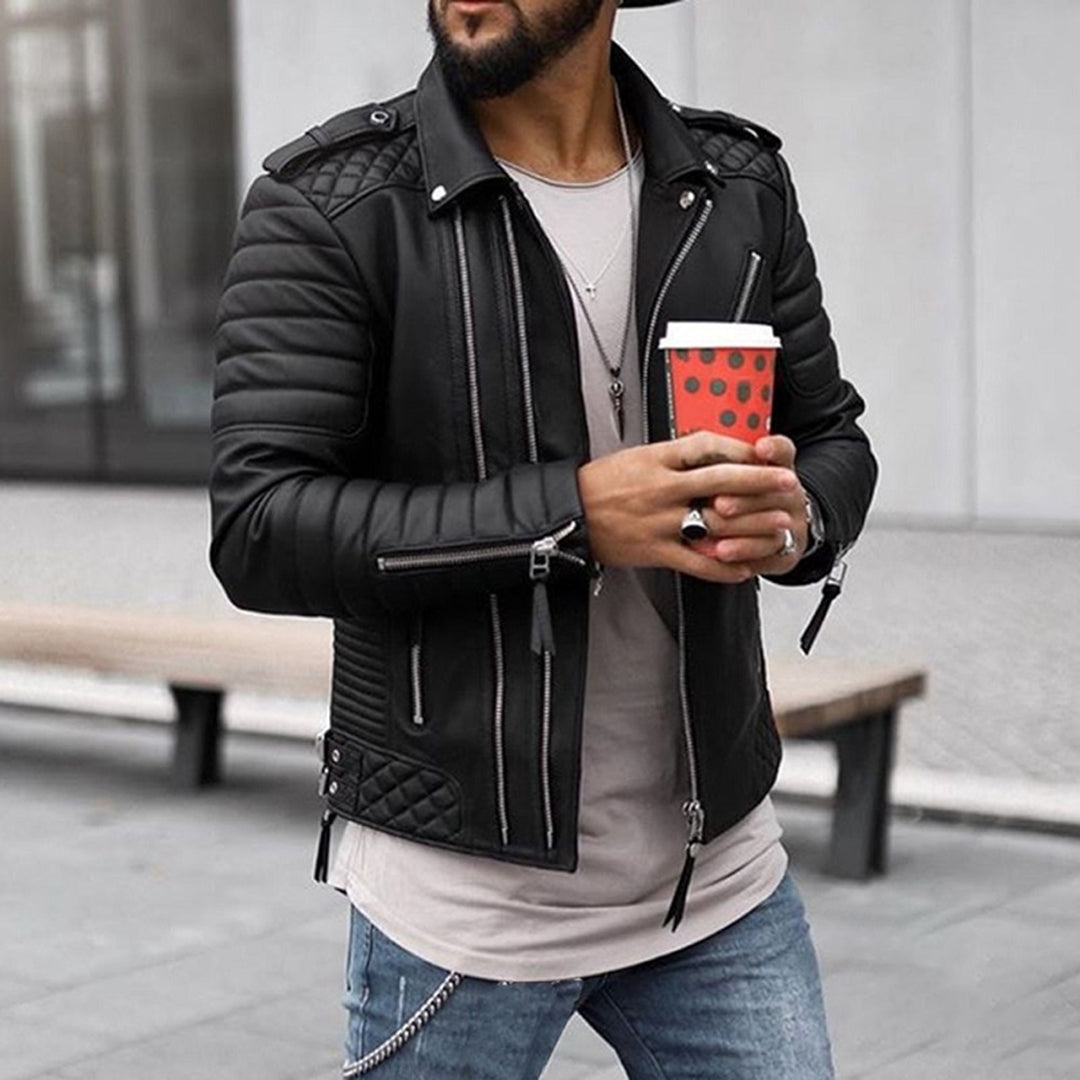 Men's Classic Leather Biker Jacket - EasyApparels