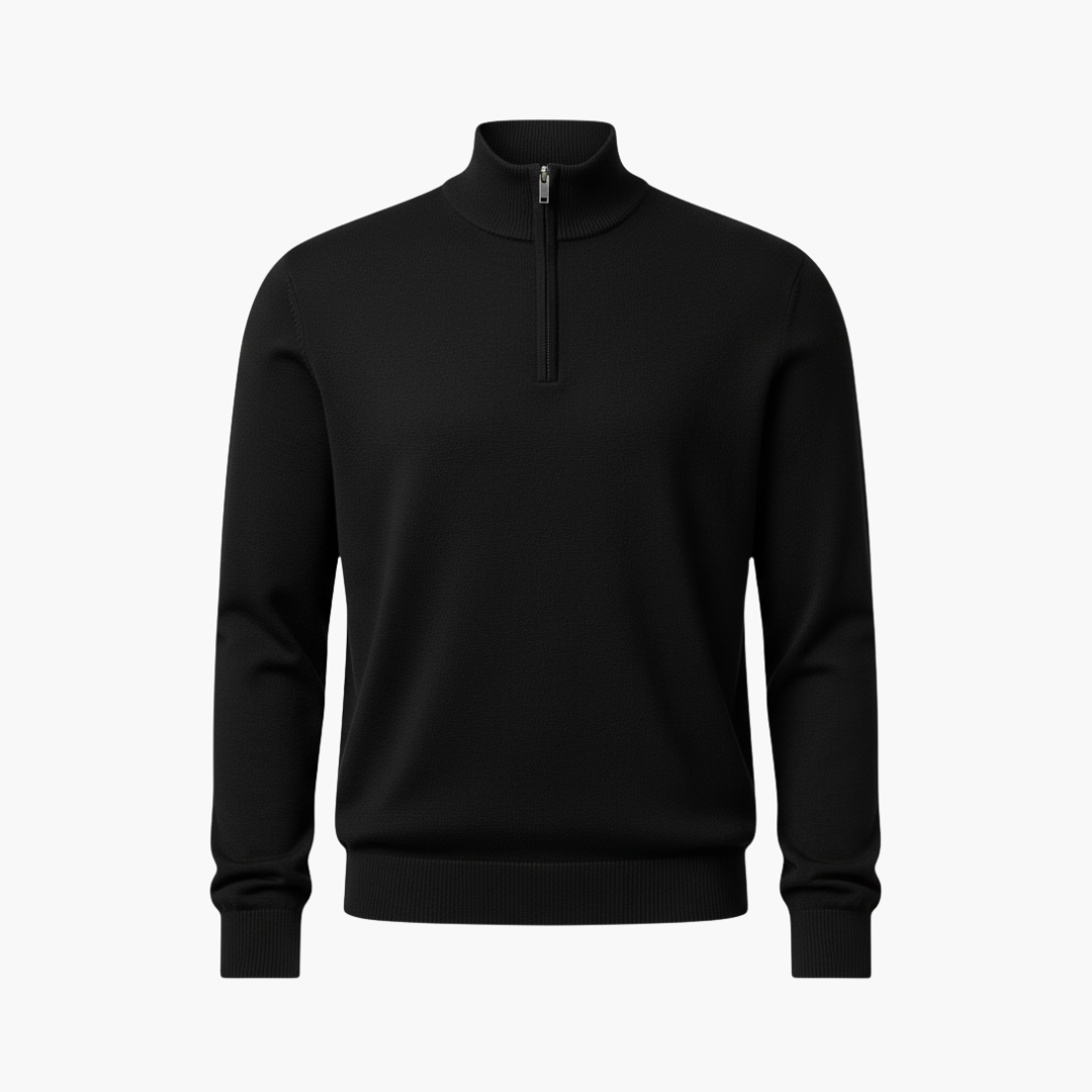 Men's Quarter Zip Ribbed Sweater - Vossary