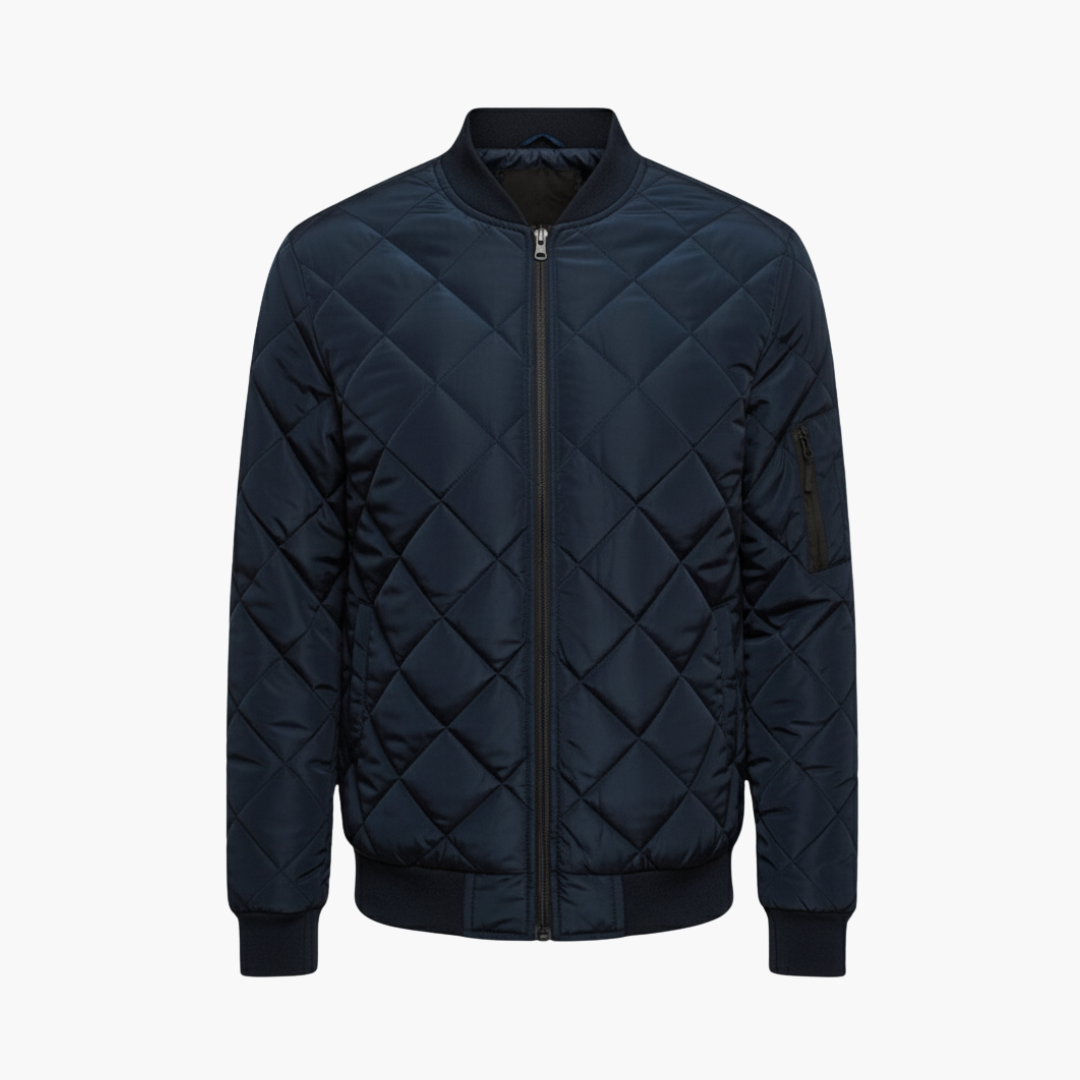 Men's Padded Zip Up Bomber Coat - Vossary
