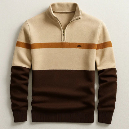 Casual Striped Quarter Zip Sweater