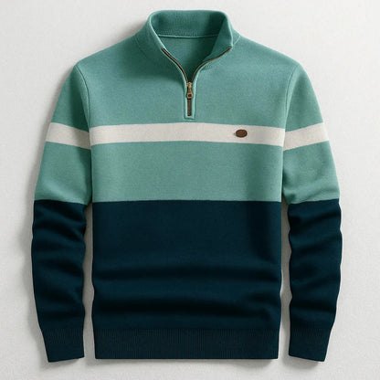 Casual Striped Quarter Zip Sweater