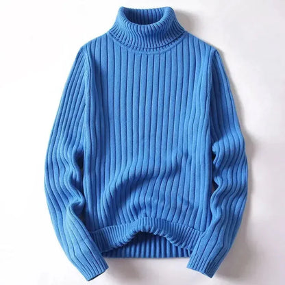 Classic Navy Blue Turtleneck Sweater - EasyApparels