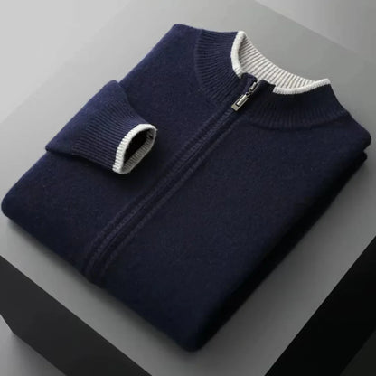 Classic Dual Color Wool Crew Neck Sweater