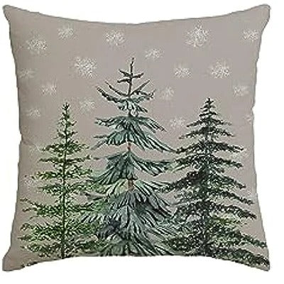 Holiday Cheer Green Pillow Cover with Christmas Embroidery