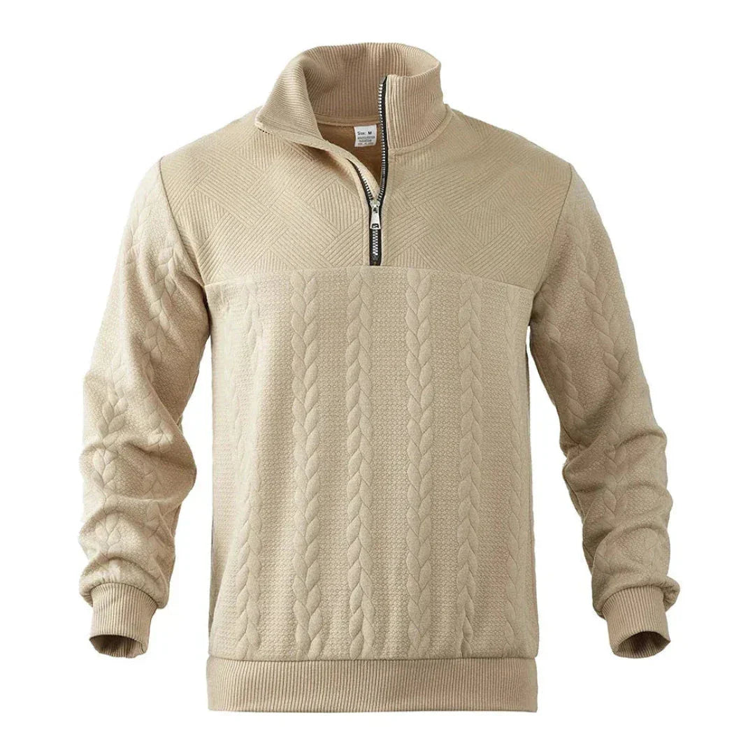 Warm Quarter-Zip Knit Fleece Pullover - EasyApparels