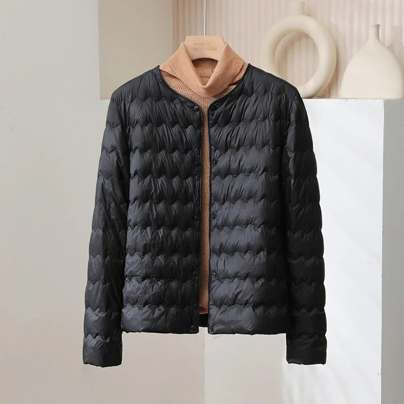 Warm Padded Down Coat | Button Front Parka Jacket