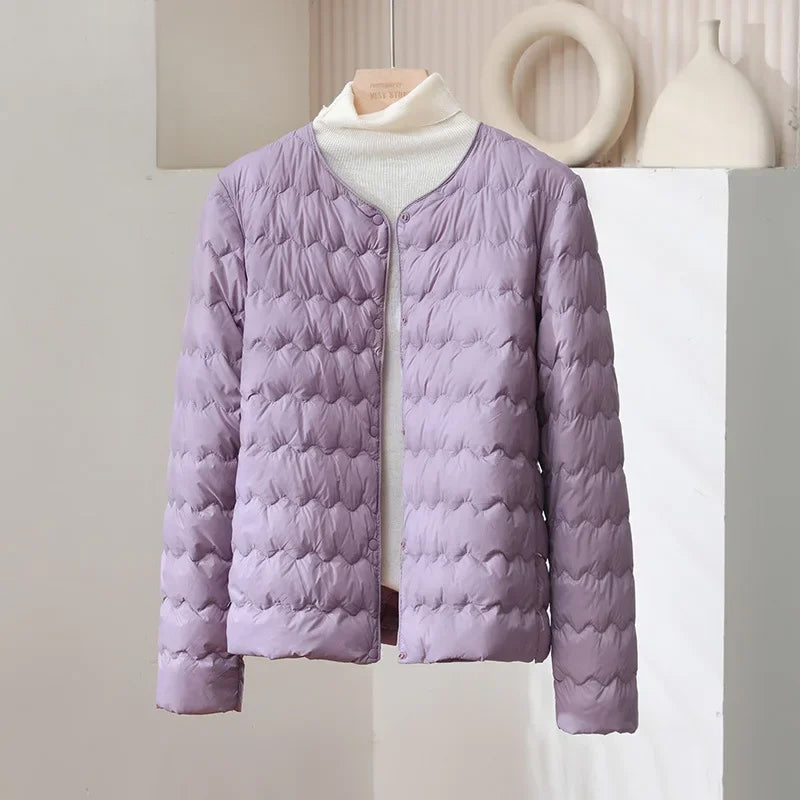 Warm Padded Down Coat | Button Front Parka Jacket