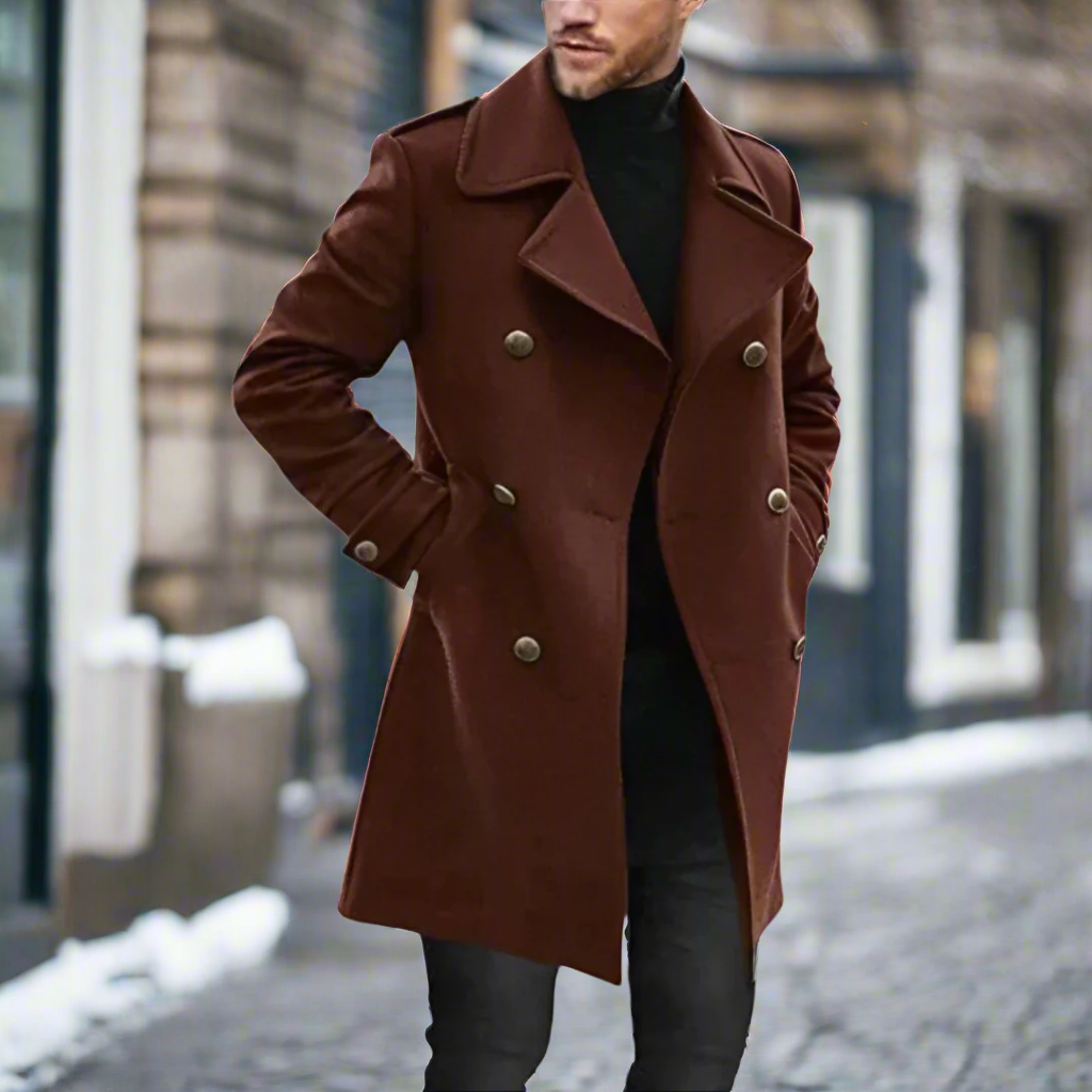 Classic Slim Fit Wool Overcoat for Men - EasyApparels