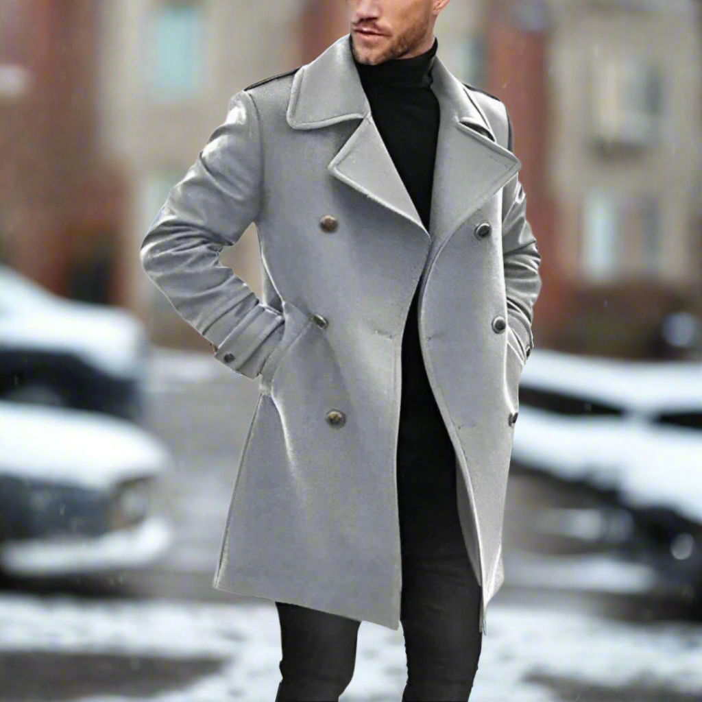 Classic Slim Fit Wool Overcoat for Men