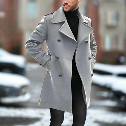 Classic Slim Fit Wool Overcoat for Men