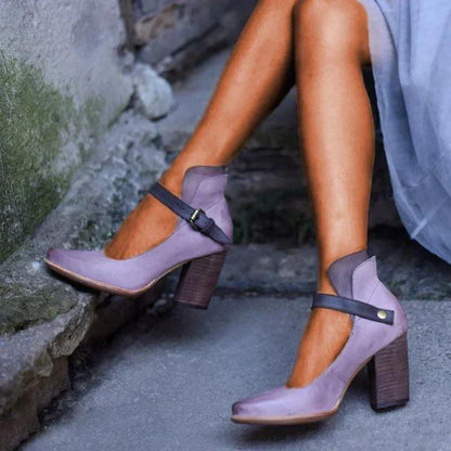 Ladies High Heel Pumps with Buckle Strap