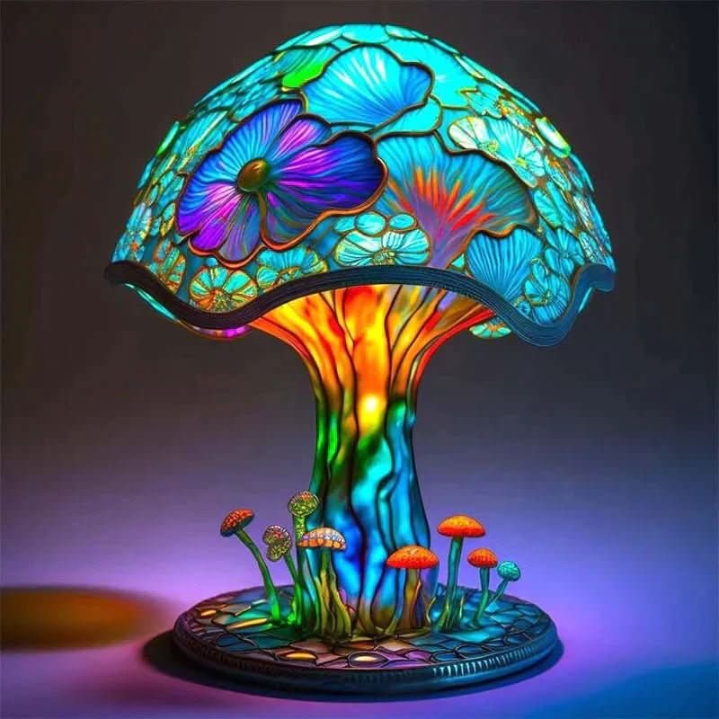 Colorful Glass Mushroom Desk Lamp - Vossary