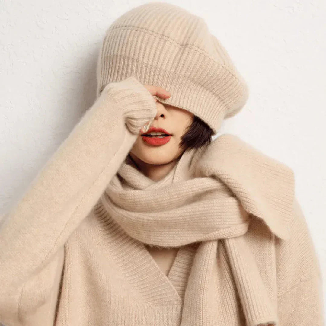 Warm Women's Cashmere Hat - Ribbed Winter Beanie - Luxicro