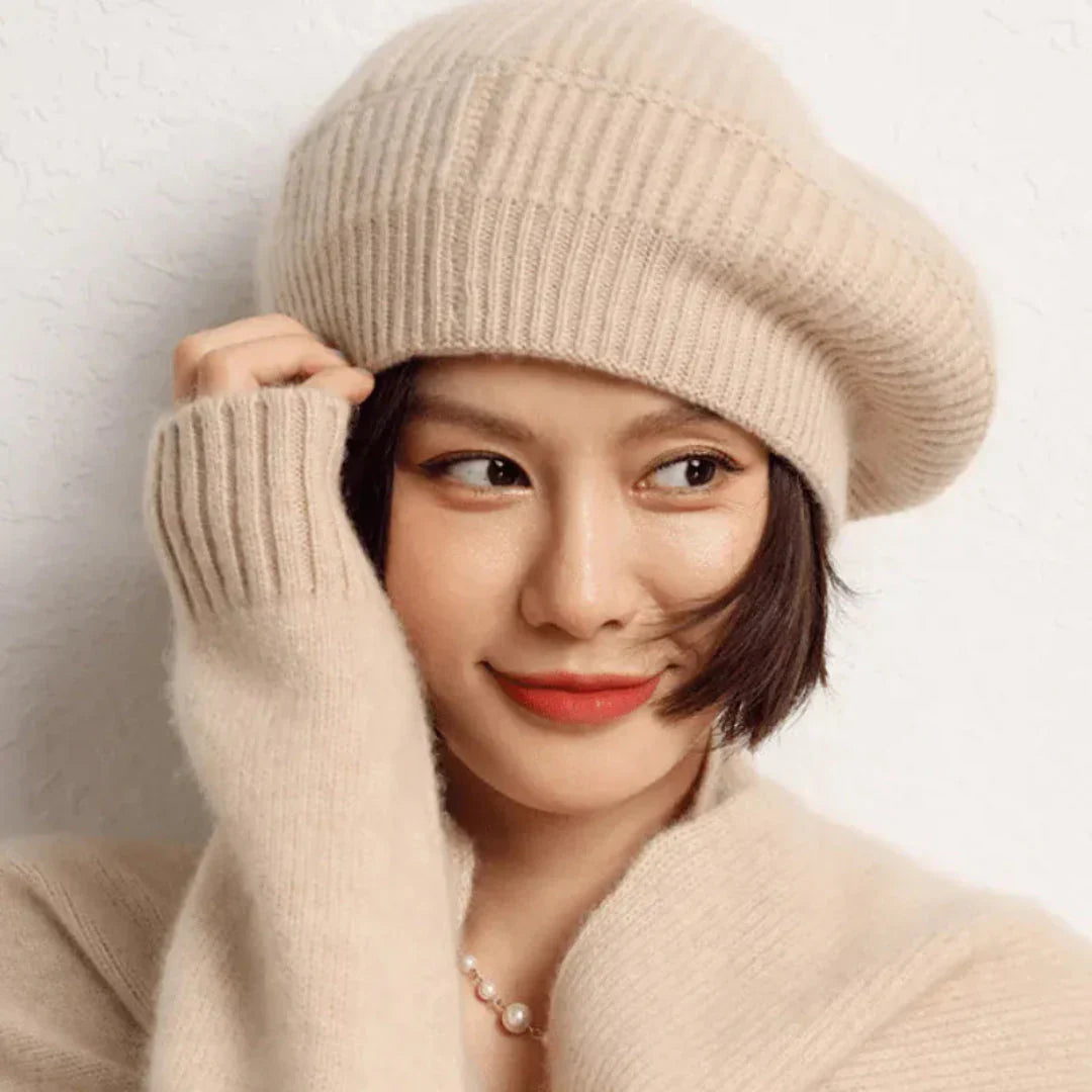 Warm Women's Cashmere Hat - Ribbed Winter Beanie