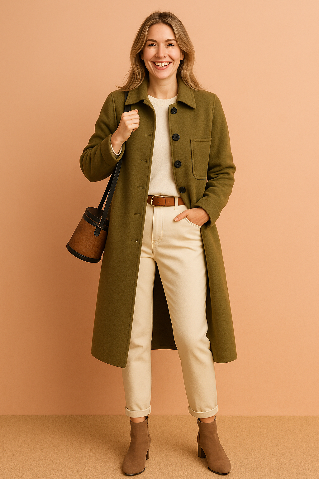 Classic Women's Overcoat with Big Buttons