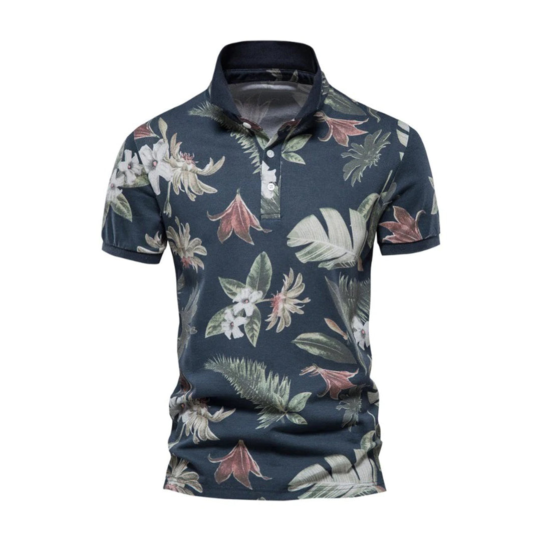 Men's Slim Fit Polo Shirt - Classic Floral Pattern - EasyApparels