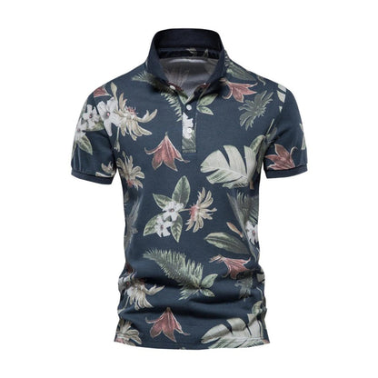 Men's Slim Fit Polo Shirt - Classic Floral Pattern - EasyApparels