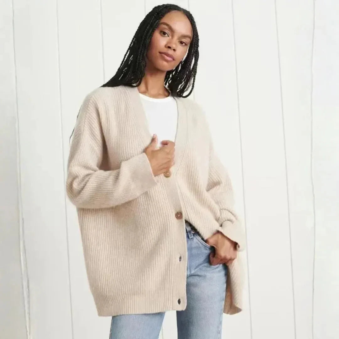 Cozy Large V-Neck Button Front Cardigan Sweater
