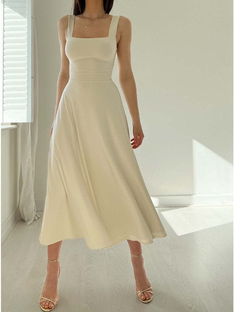 Classic Fit Women's A-Line Midi Dress - EasyApparels