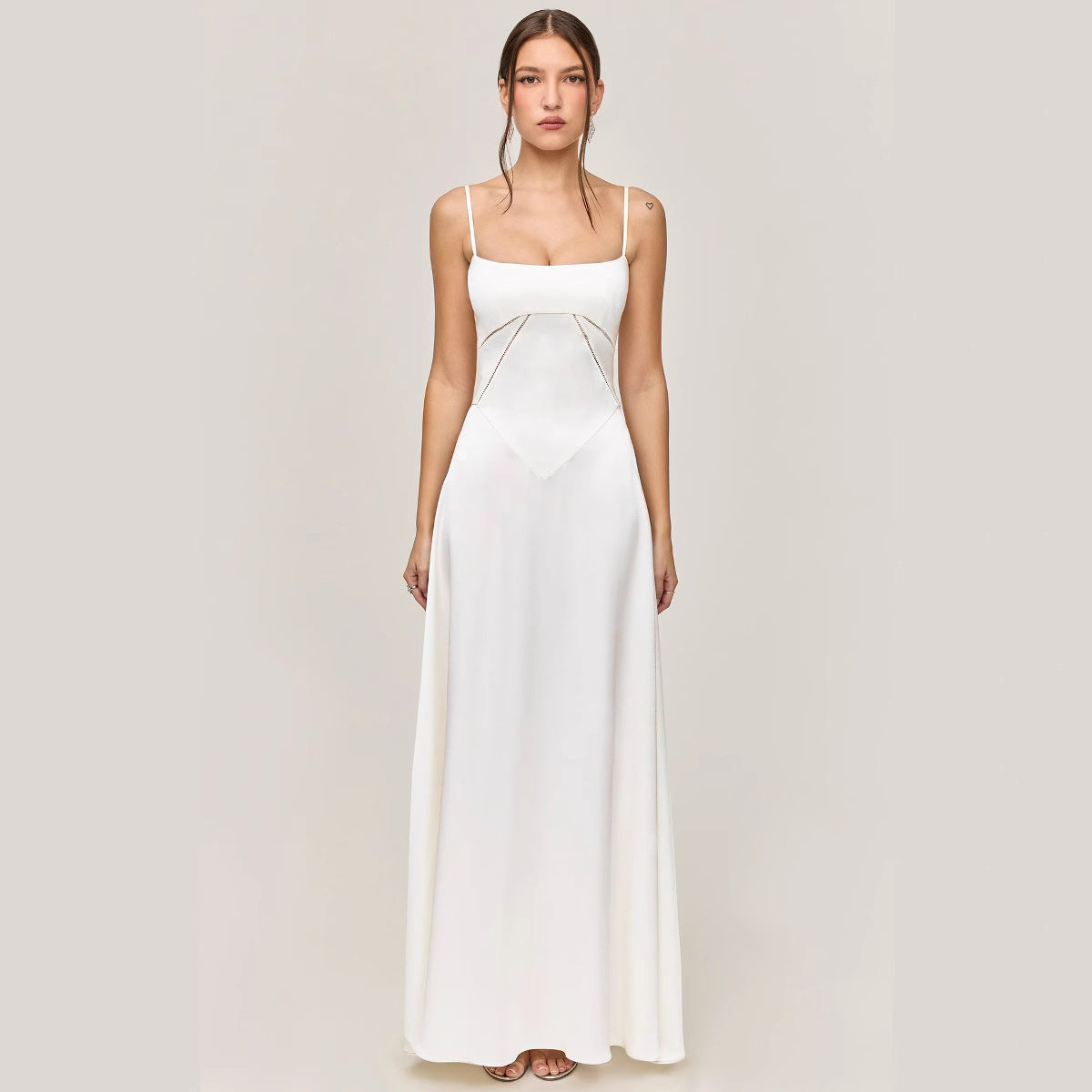 Elegant Ladies A-Line Lace Dress with Thin Straps