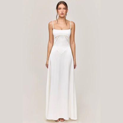 Elegant Ladies A-Line Lace Dress with Thin Straps