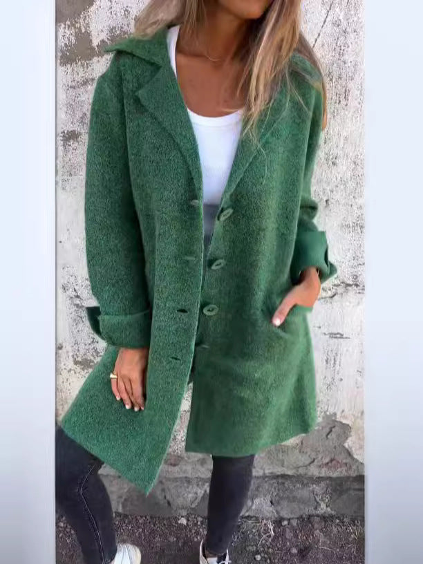 Casual Wool Blend Mid-Length Ladies Coat