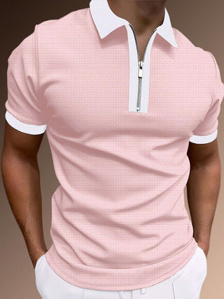 Slim Fit Mens Polo Shirt with Zip Neckline
